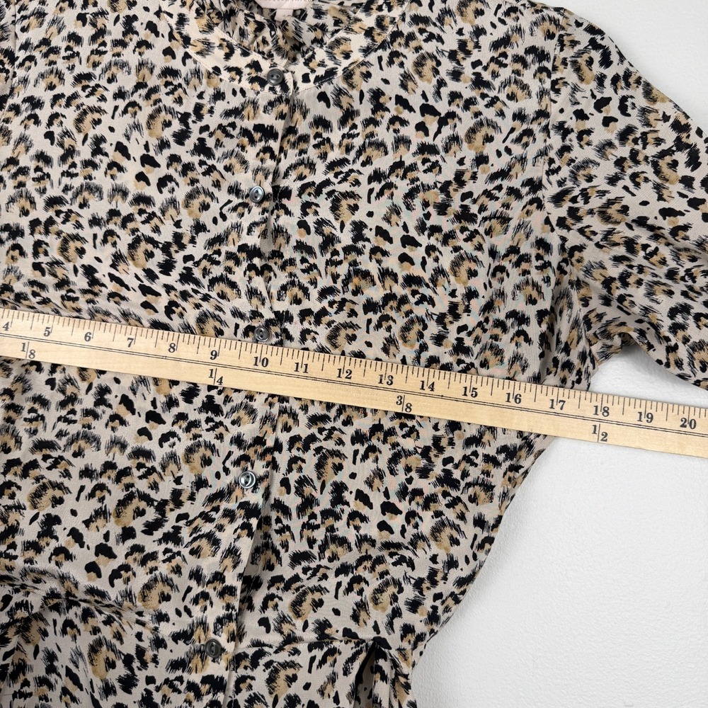 Rebecca Taylor Dress Women's 4 Beige Black Leopard Print Silk Belted Career - Picture 13 of 14